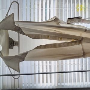 Sleeveless white dress with coralnand brown stripes